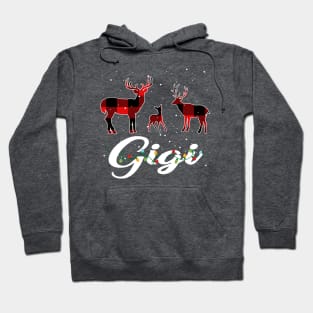 Gigi Reindeer Plaid Pajama Shirt Family Christmas Hoodie